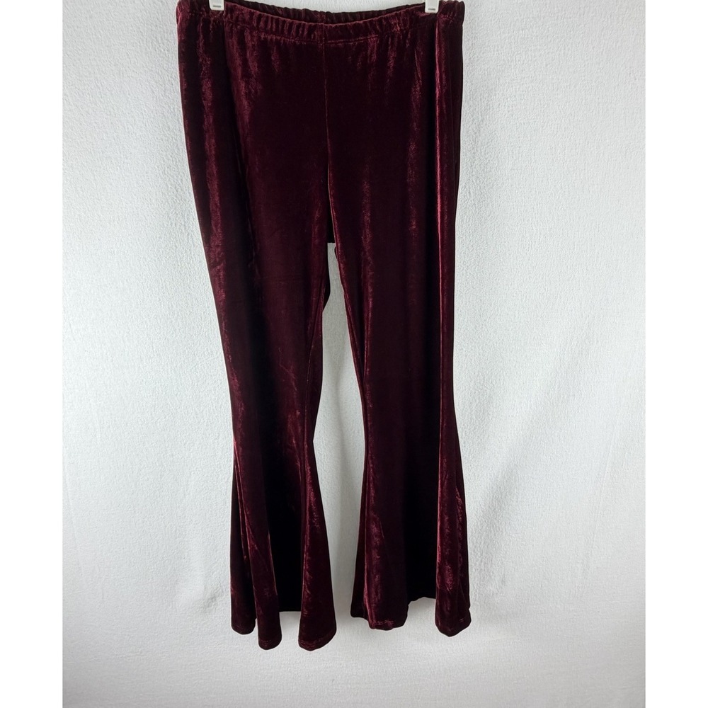 Velvet Pants Flare Bell Bottoms Pull On‎ High Waist Goth Grunge Retro USA Sz L